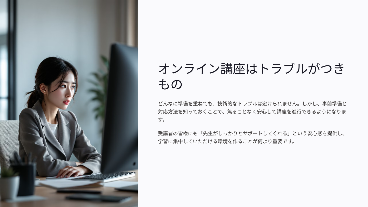 オンライン講座トラブル対応マニュアル(接続・音声・遅刻)