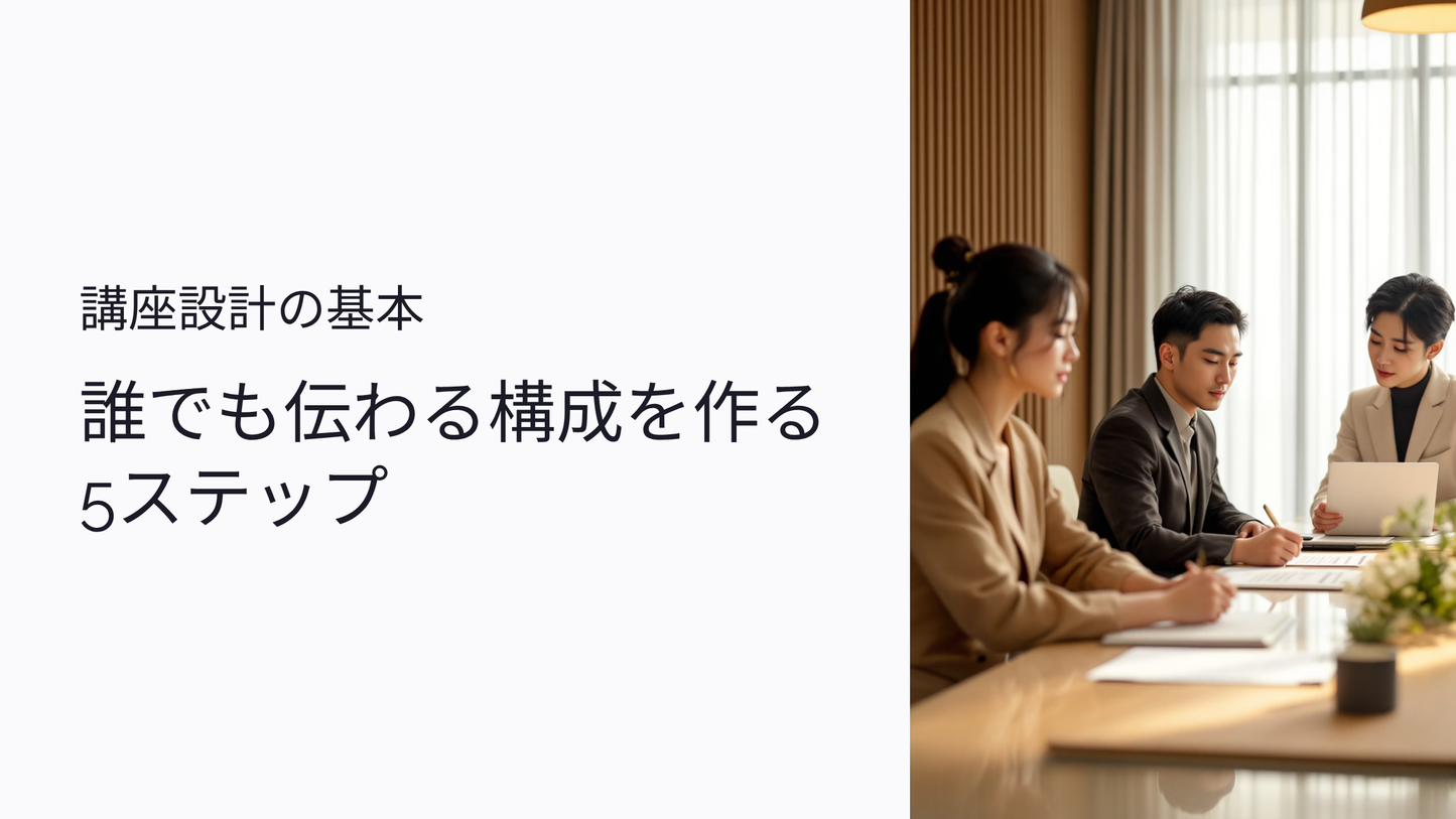 講座設計の基本:誰でも伝わる構成を作る5ステップ