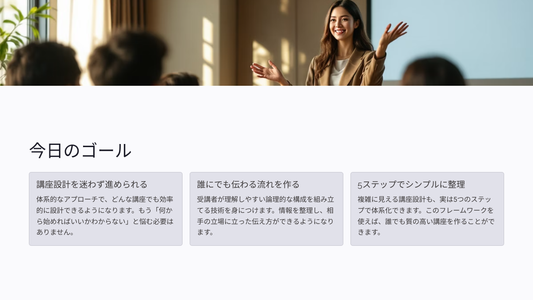 講座設計の基本：誰でも伝わる構成を作る5ステップ